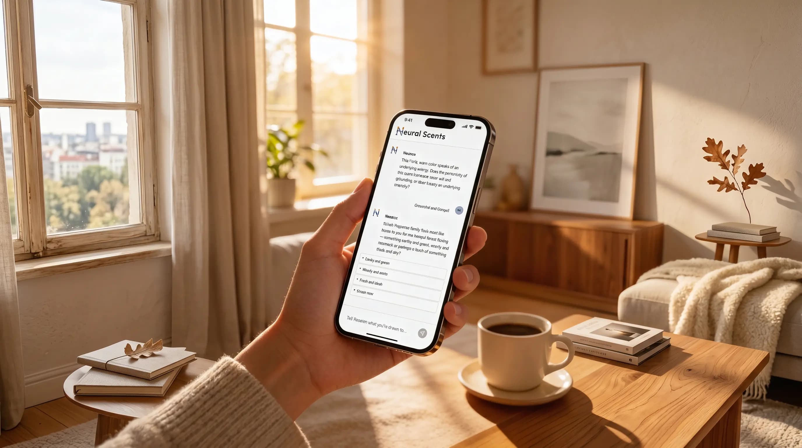 Person using Neural Scents app on a phone