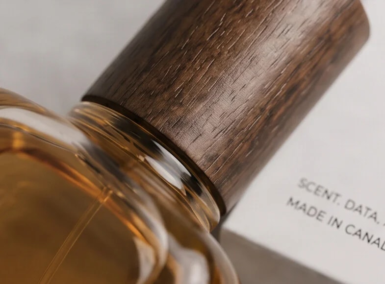 Macro shot of the Neural Scents wood cap