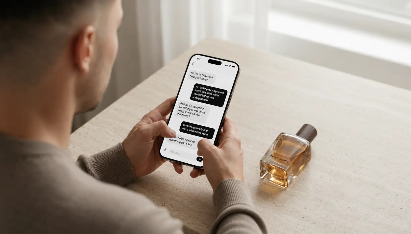 Person using Neural Scents app on a phone
